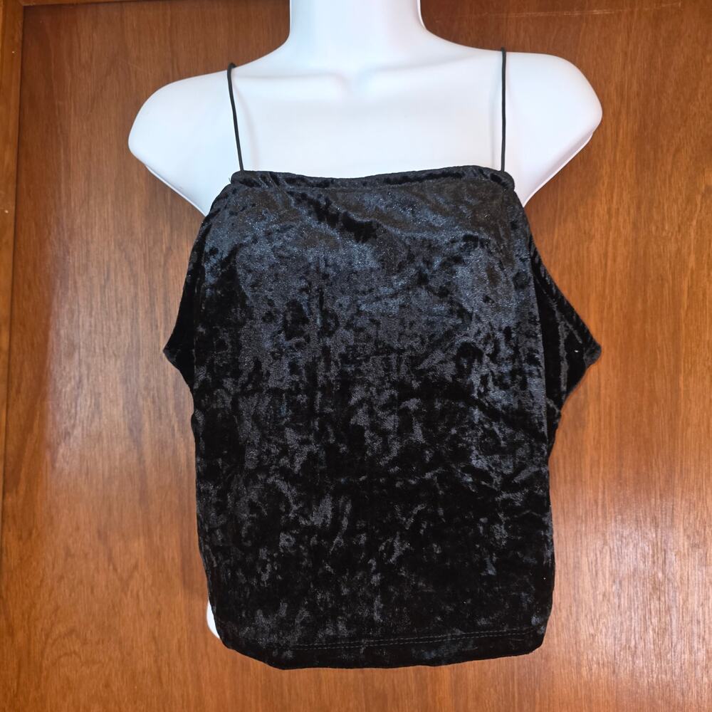 Wild Fable, black velvet spaghetti strap, cropped tank sz XL
